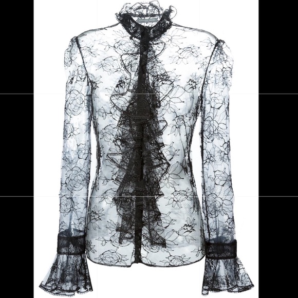 Alexander McQueen Chantilly Lace Ruffle Blouse - Picture 3 of 8
